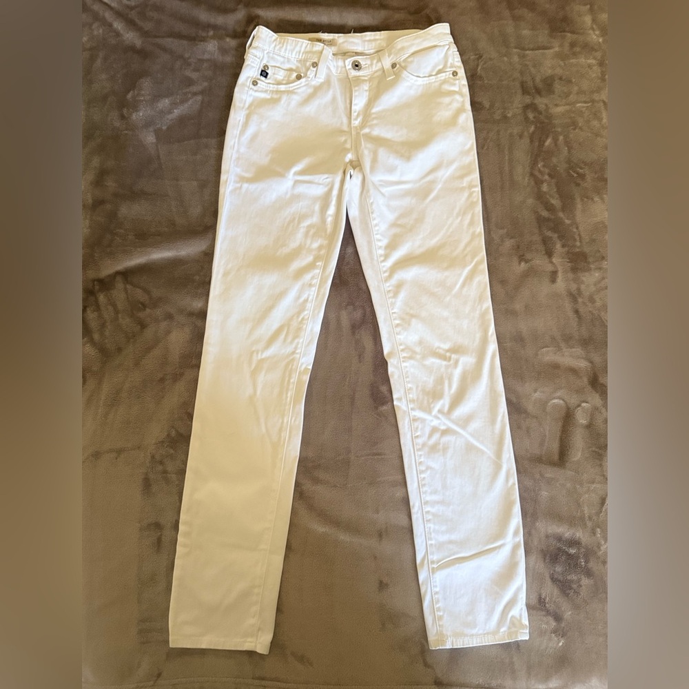 The Stilt Cigarette Jeans by AG Adriano Goldschmied in Cream